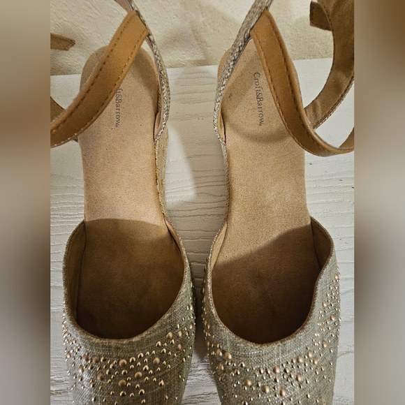 SOLD.Croft & Borrow Tan  Wedge Sandals Size 10. - Picture 7 of 8